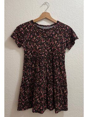 Old Navy Dark Floral Short Sleeve Peasant Dress Size M (8)